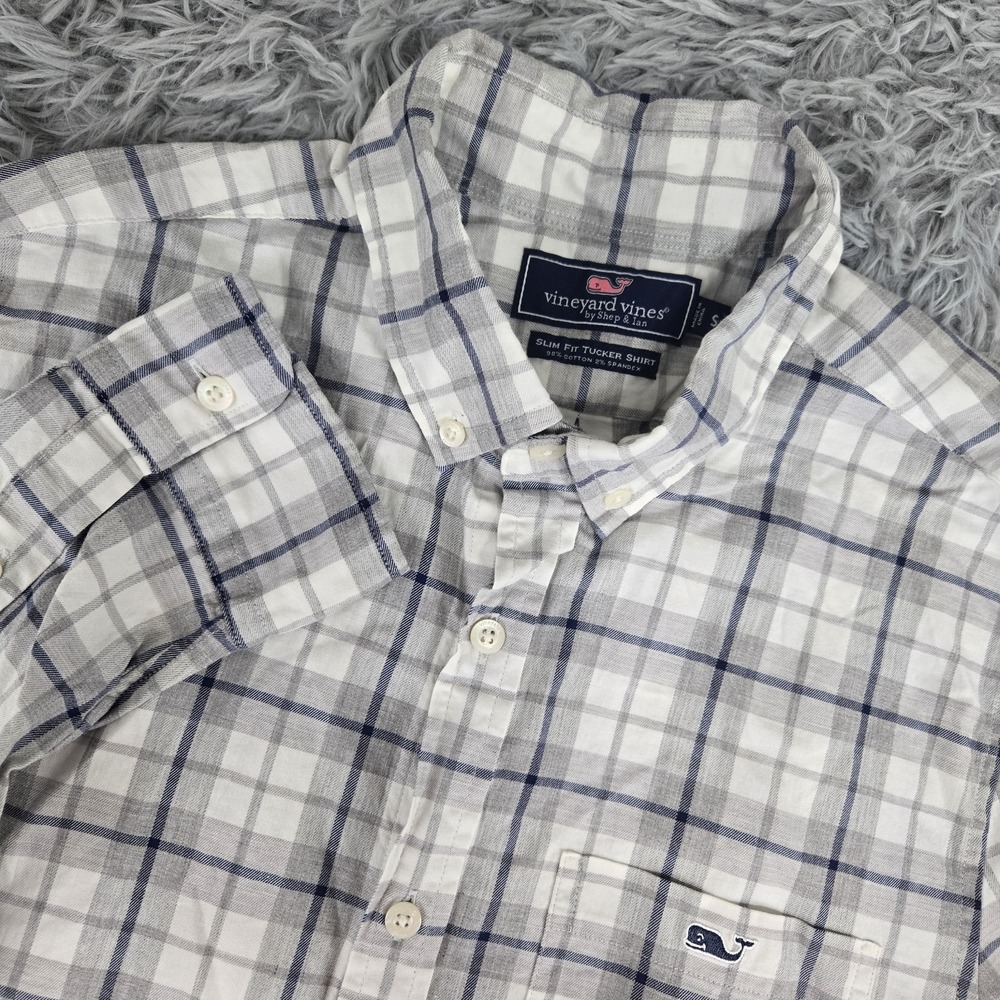 Vineyard Vines Small Long Sleeve Cotton Blend Slim Fit Tucker Button Front Shirt